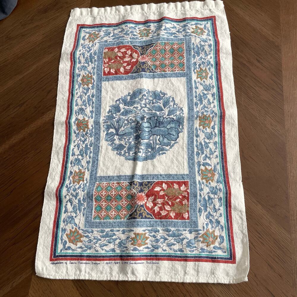 Vintage Smithsonian Institution Tea Towel Imani Porcelain Design Souvenir